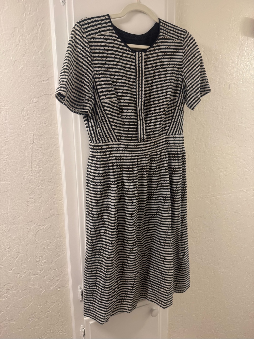 Burberry Black and White Striped Knee Length Dress